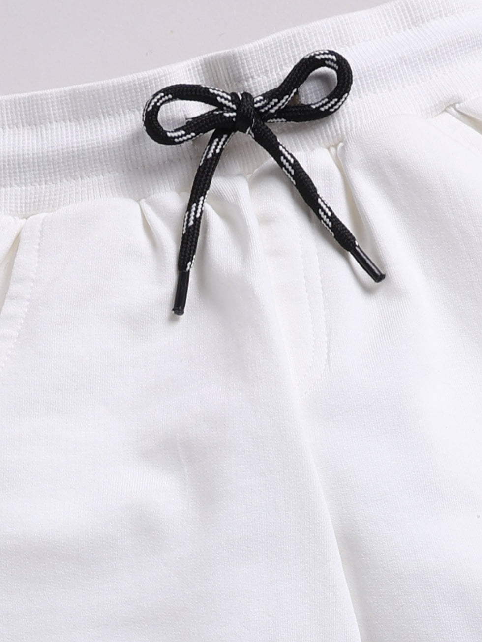 Boys Cotton Loopknit Side Stripes Print Joggers - Off White zoom view