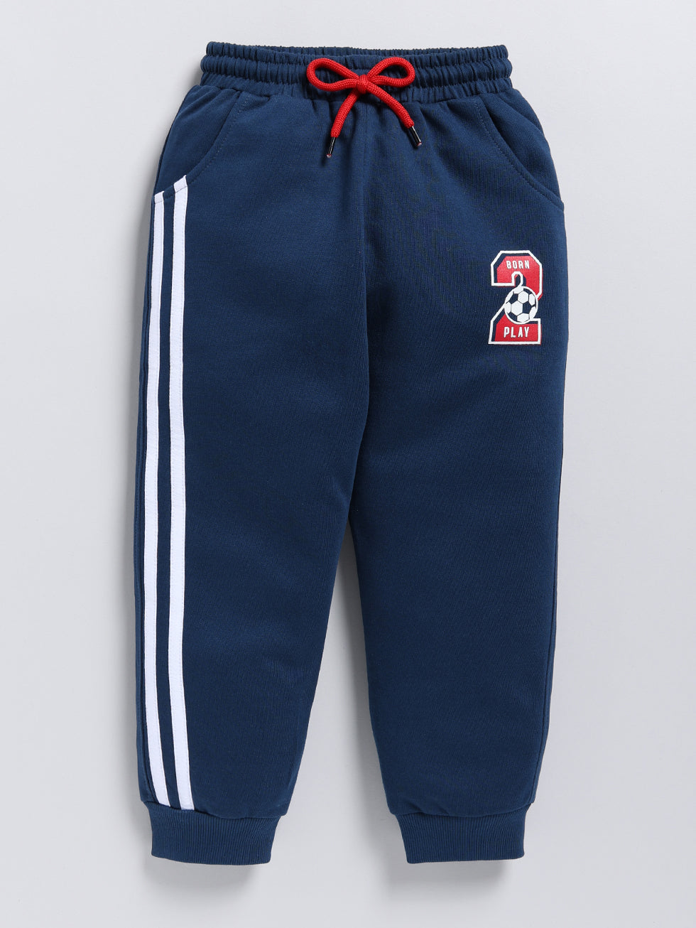 Navy Solid Printed Joggers
