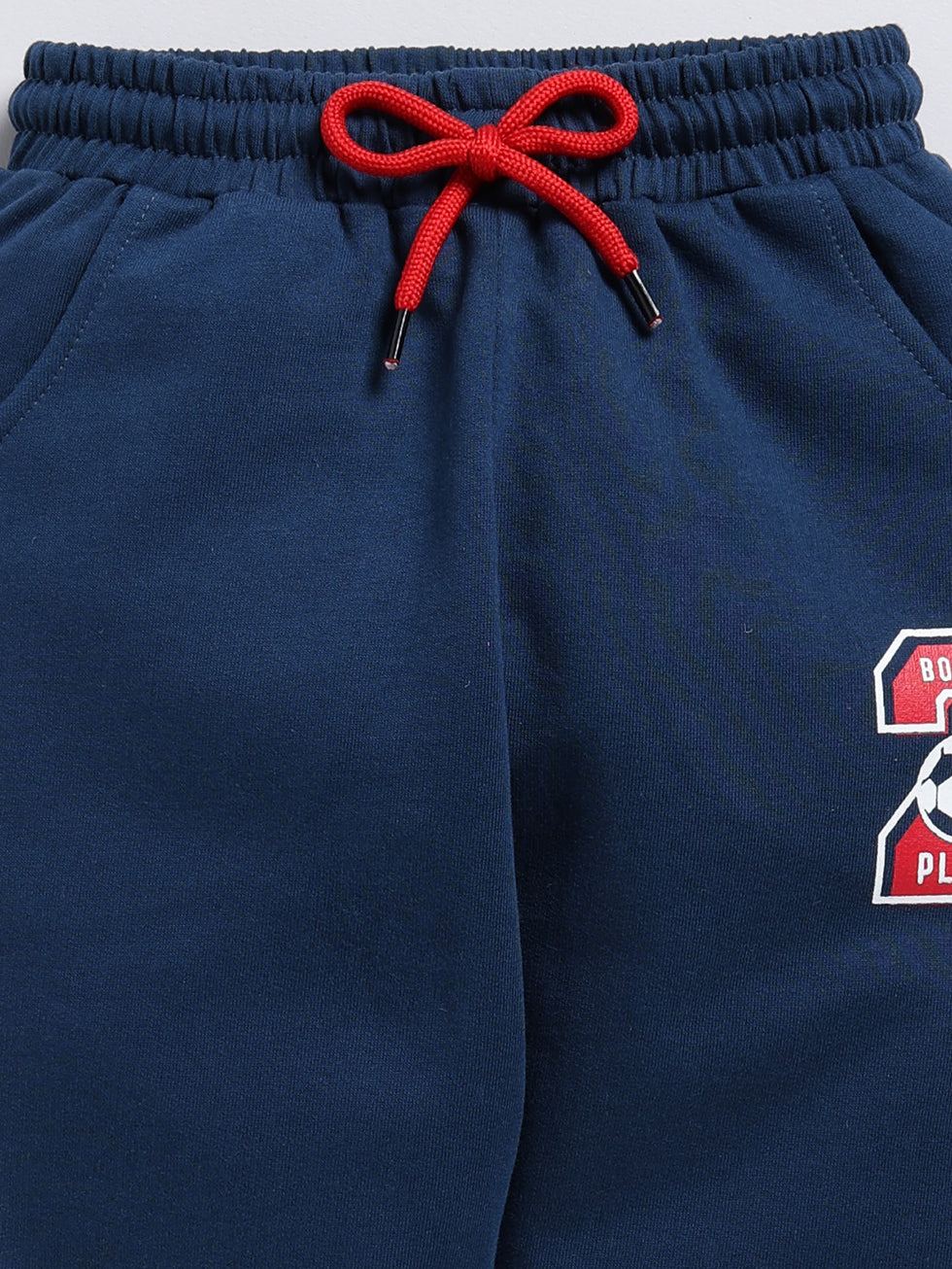 Navy Solid Printed Joggers