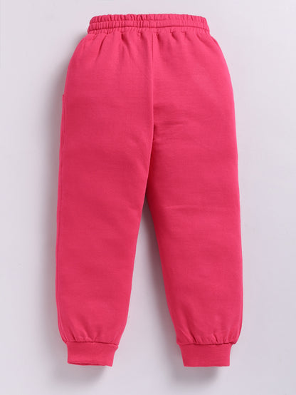 Girls Leaf Print Joggers - Pink