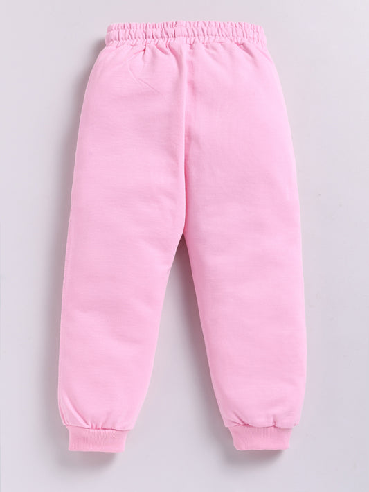Girls Love Heart Print Joggers - Baby Pink