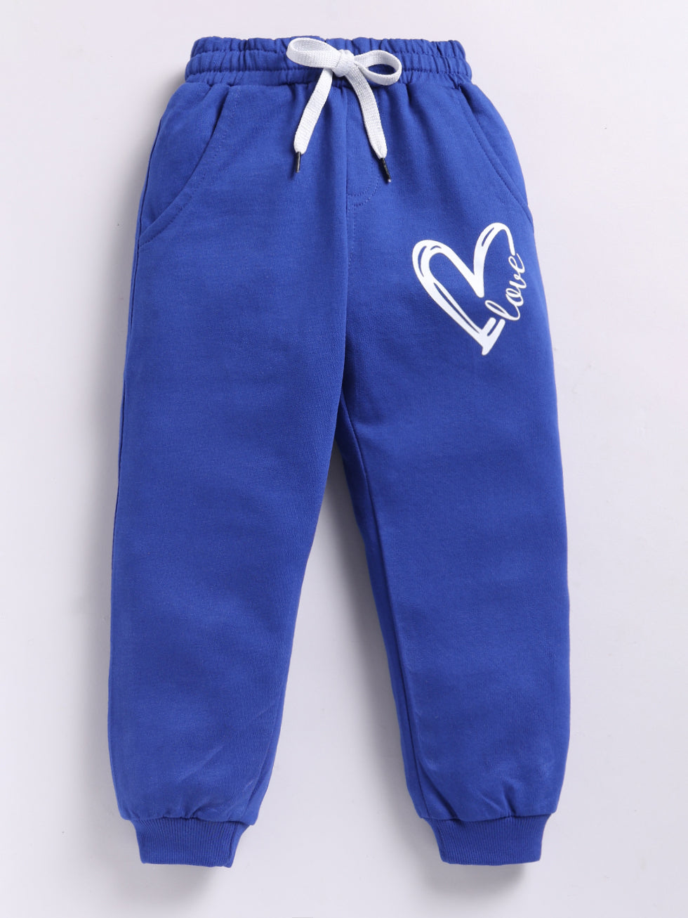 Girls Love Heart Print Joggers - Navy