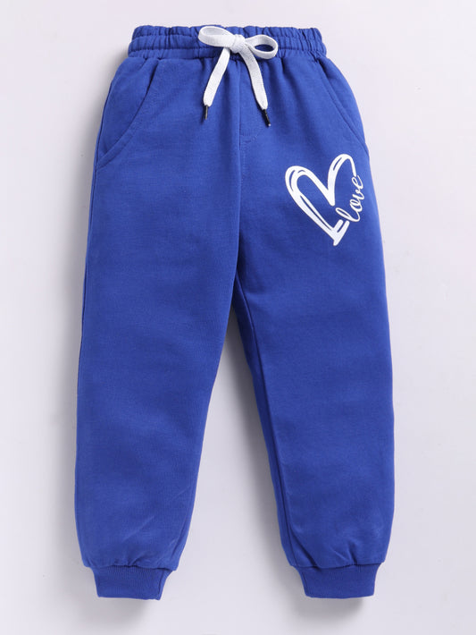 Girls Love Heart Print Joggers - Navy