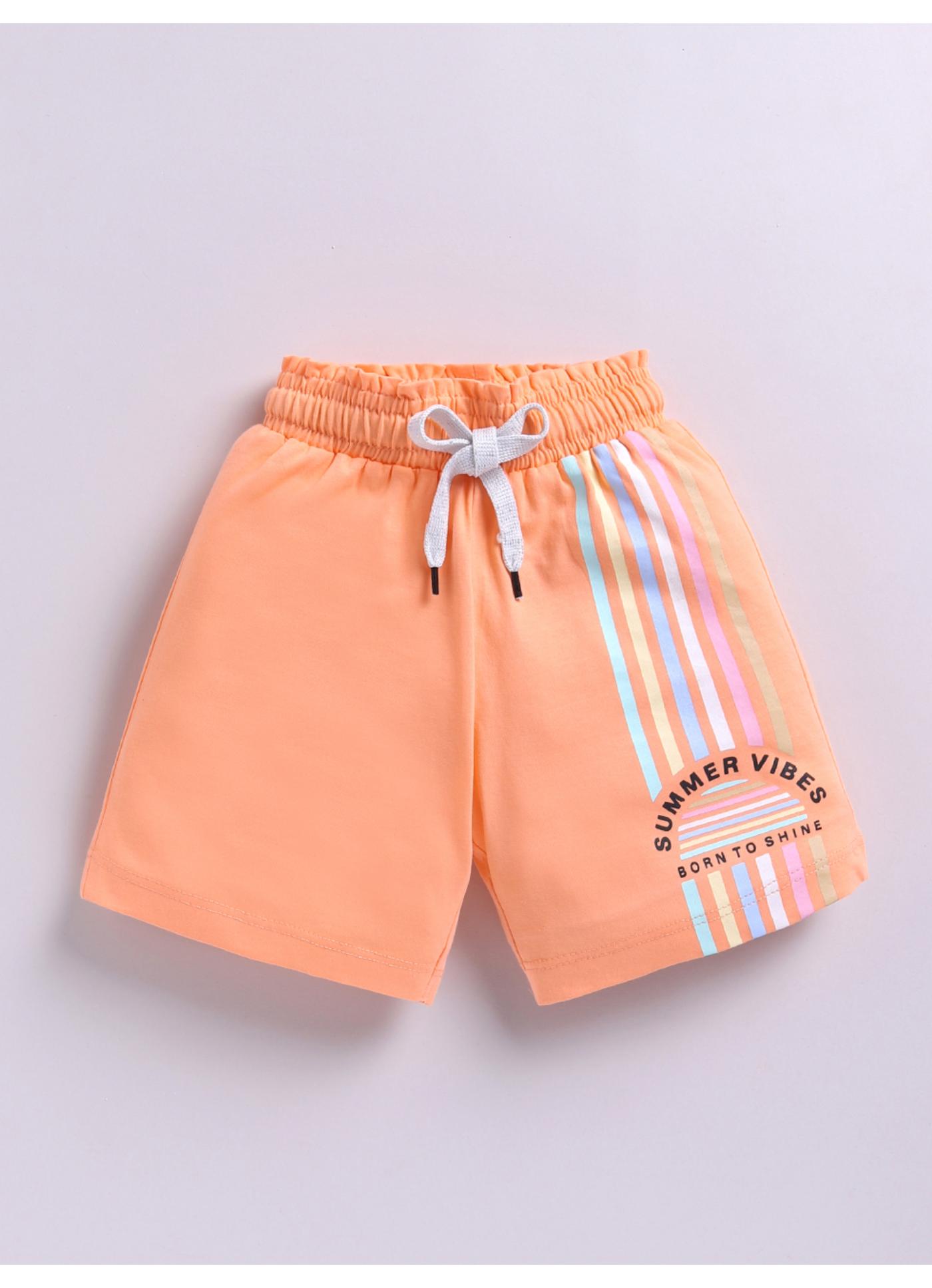 Peach Rainbow Stripe 'Summer Vibes' Shorts