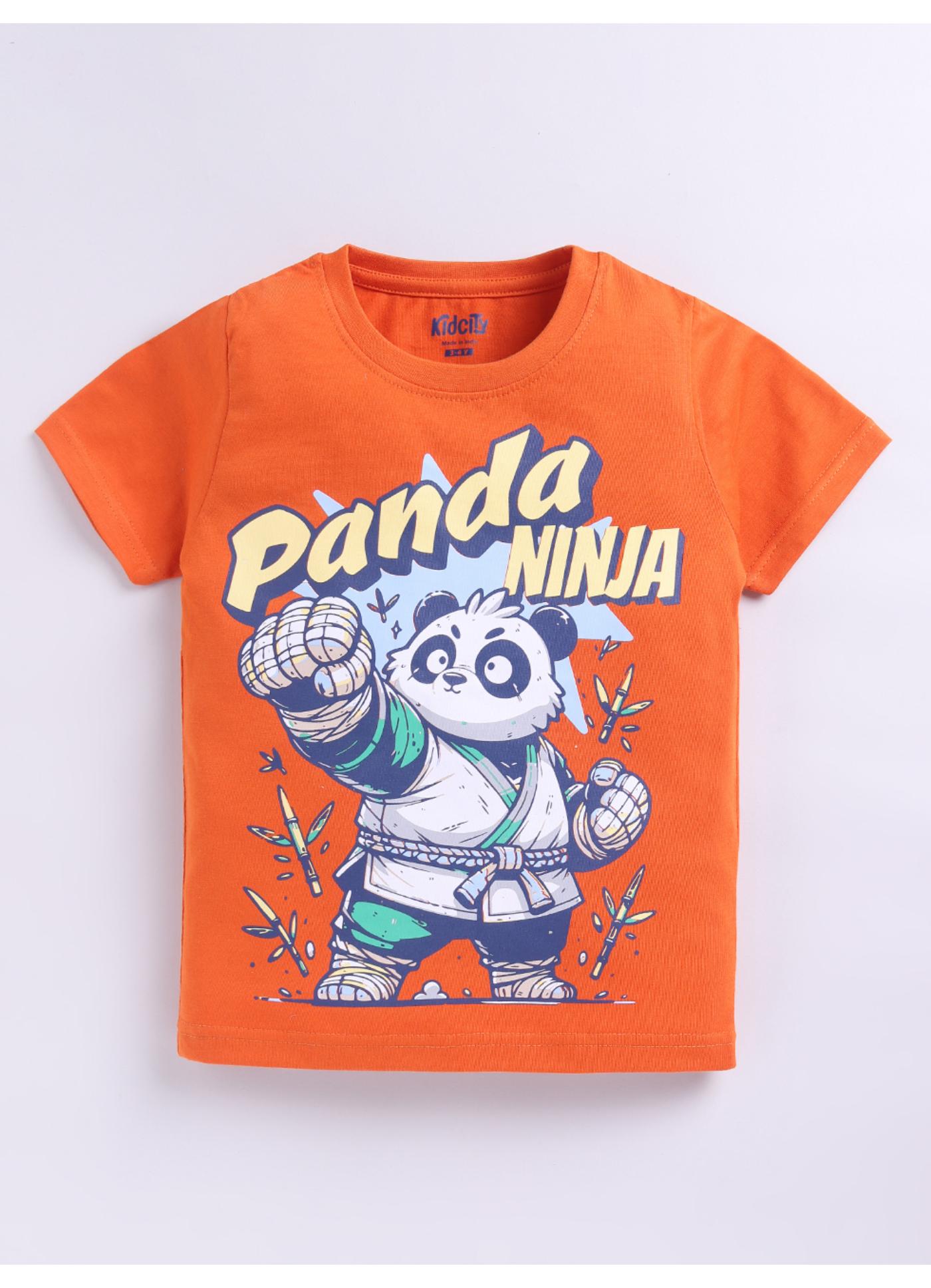 Panda Ninja Graphic Print T-Shirt