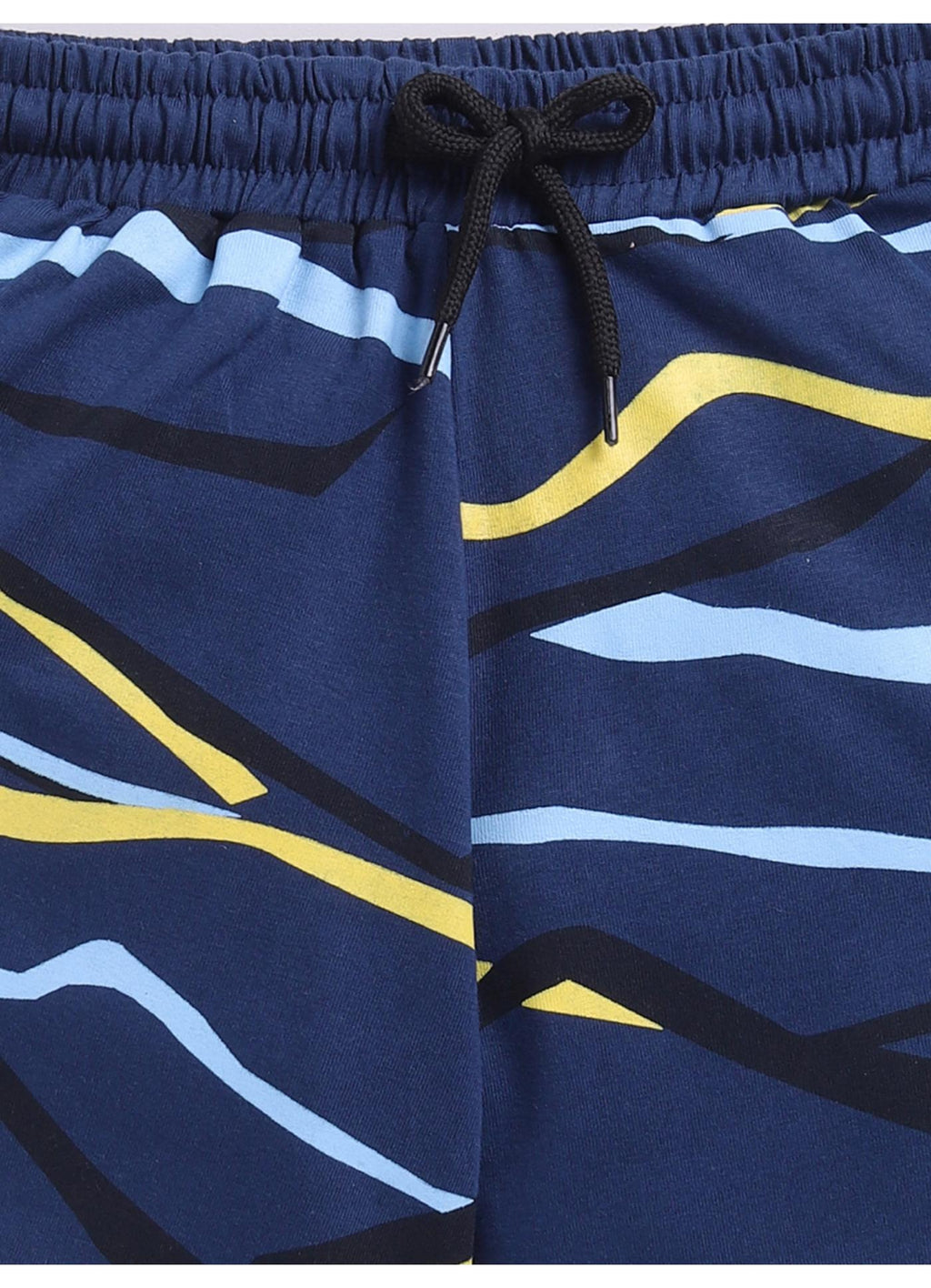 Navy Abstract Stripe Knit Shorts