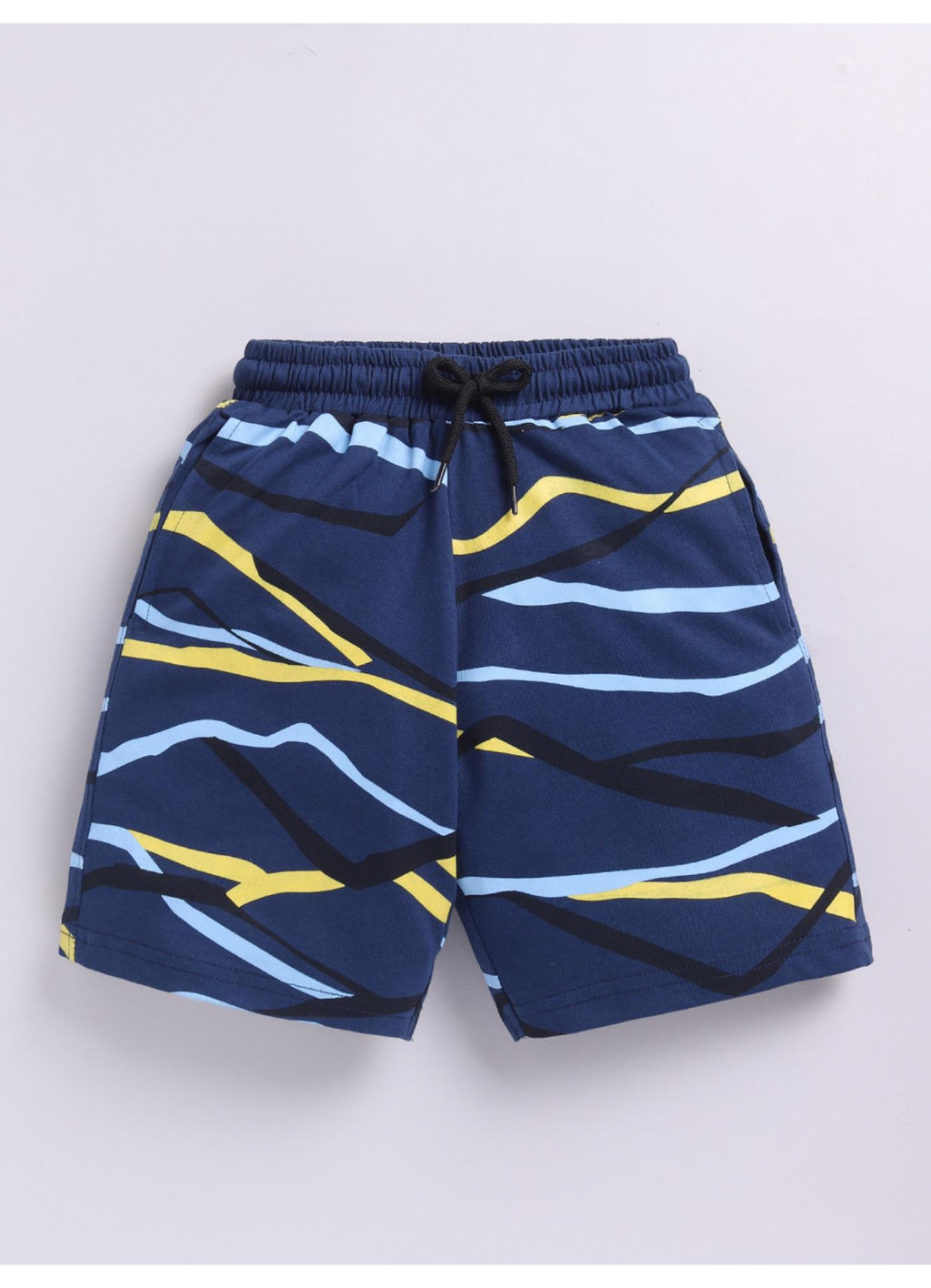 Navy Abstract Stripe Knit Shorts