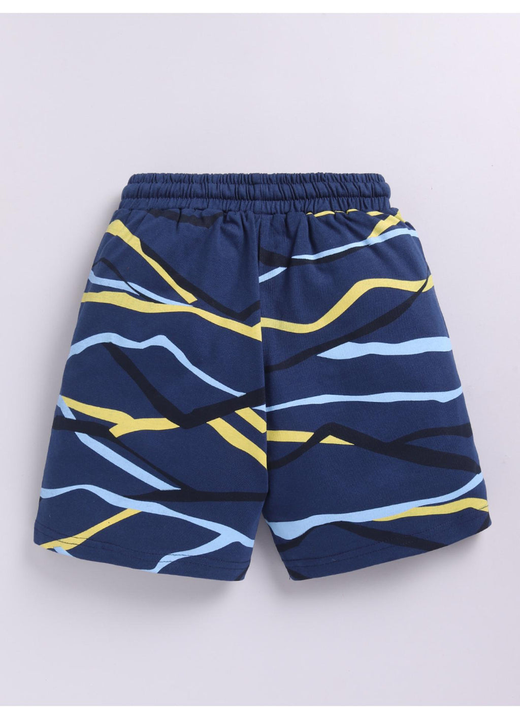 Navy Abstract Stripe Knit Shorts