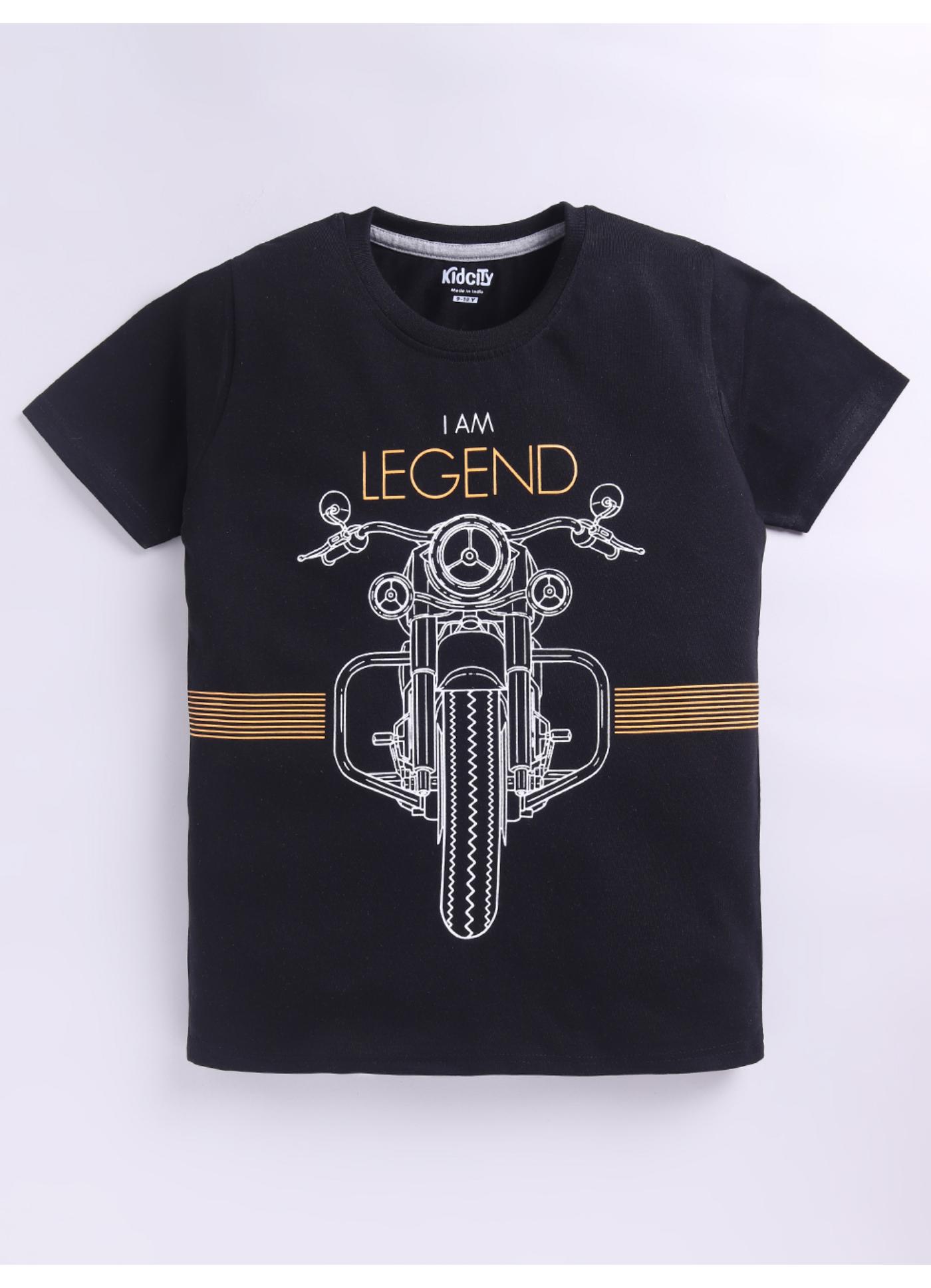 I Am Legend Motorcycle Graphic Print Black Cotton T-Shirt
