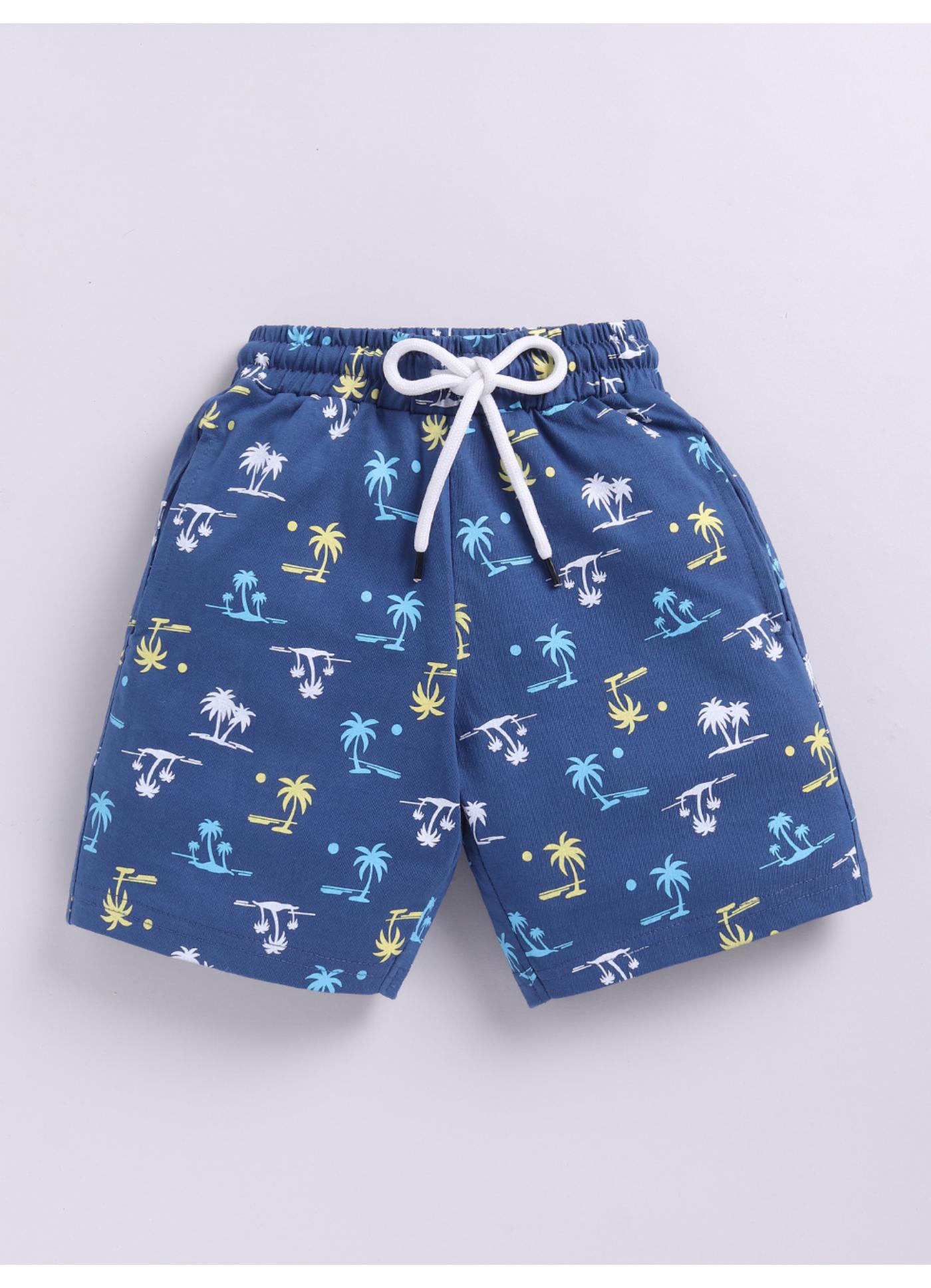 Tropical Palm Tree Print Summer Casual Shorts