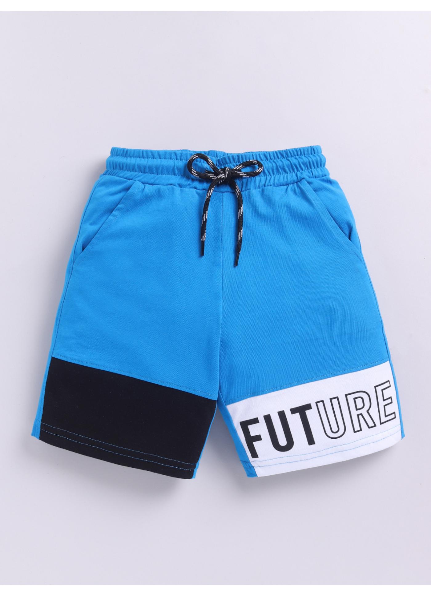 Colorblock "Future" Cotton Shorts