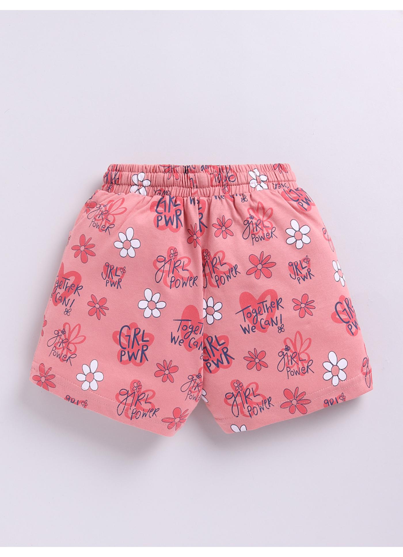 "Girl Power" Floral Knit Shorts