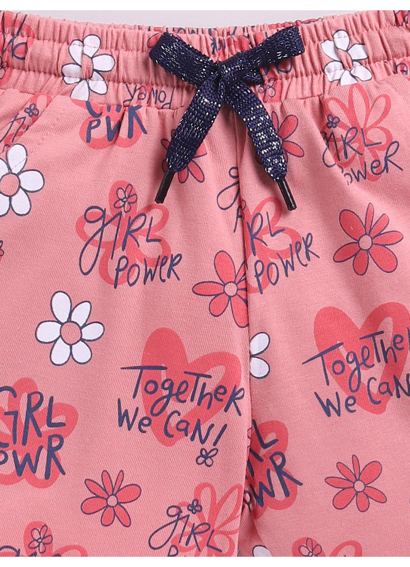 "Girl Power" Floral Knit Shorts