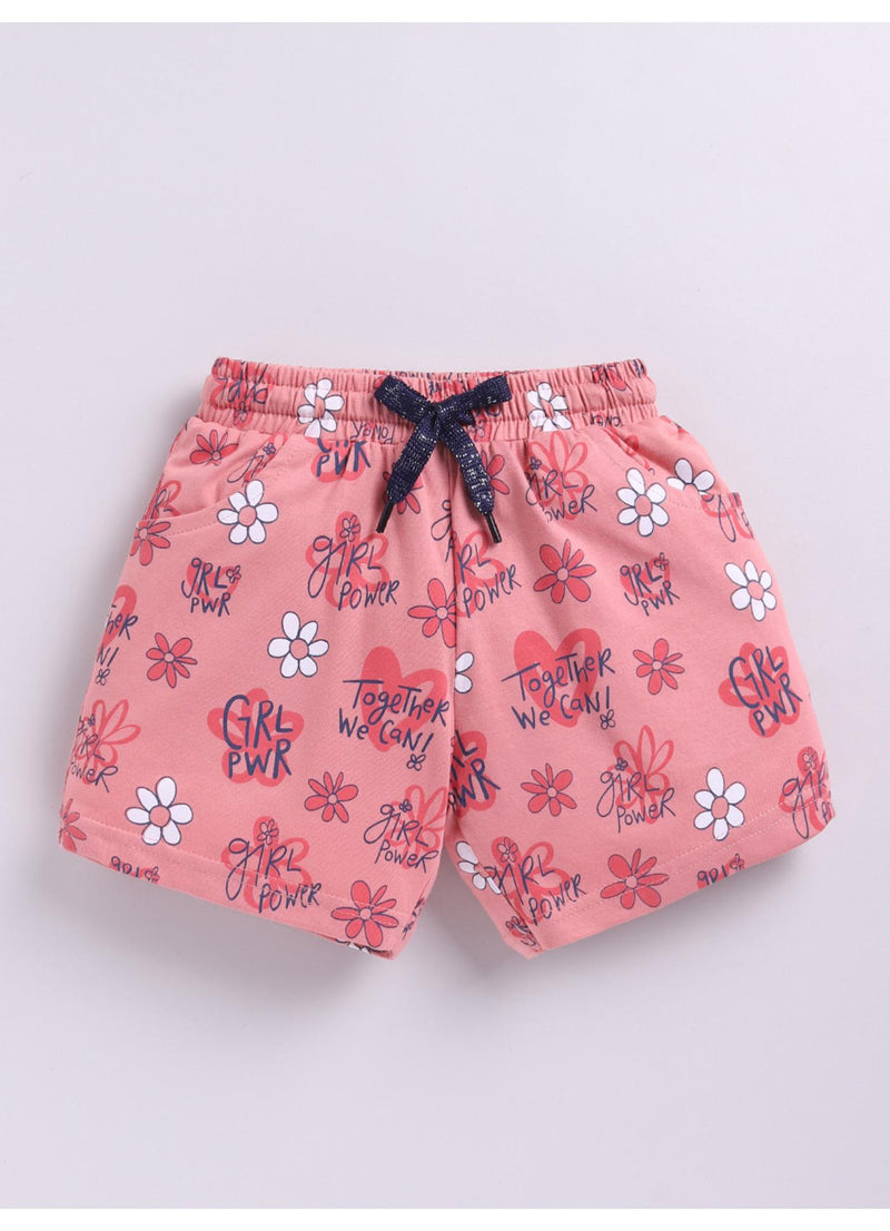 "Girl Power" Floral Knit Shorts