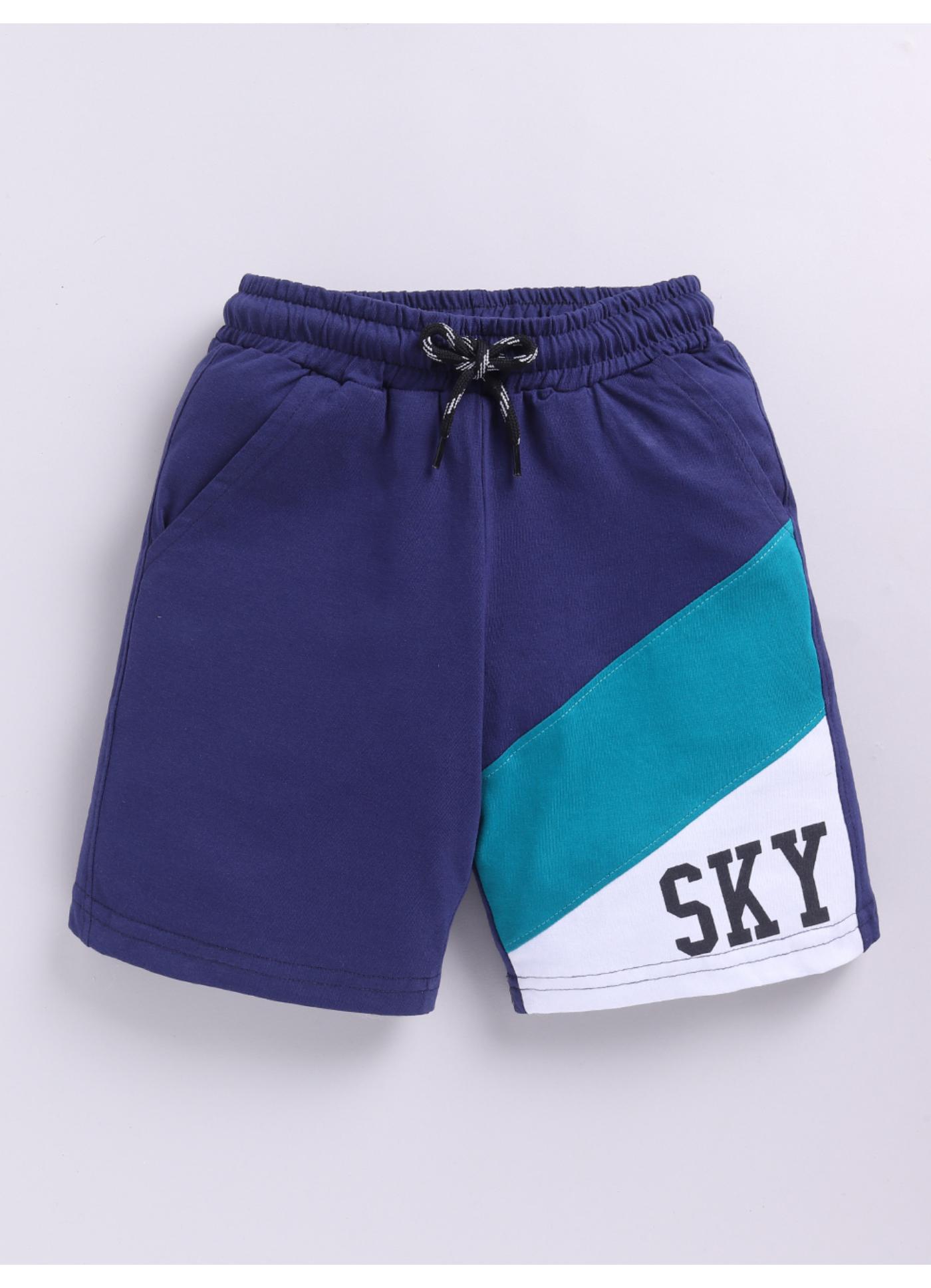 Colorblock “SKY” Printed Shorts