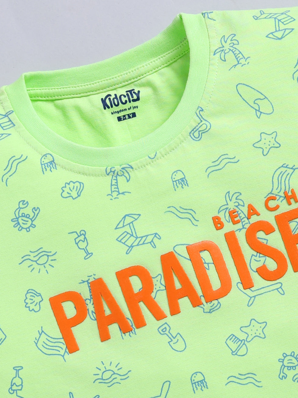 Paradise Text Printed T-Shirts