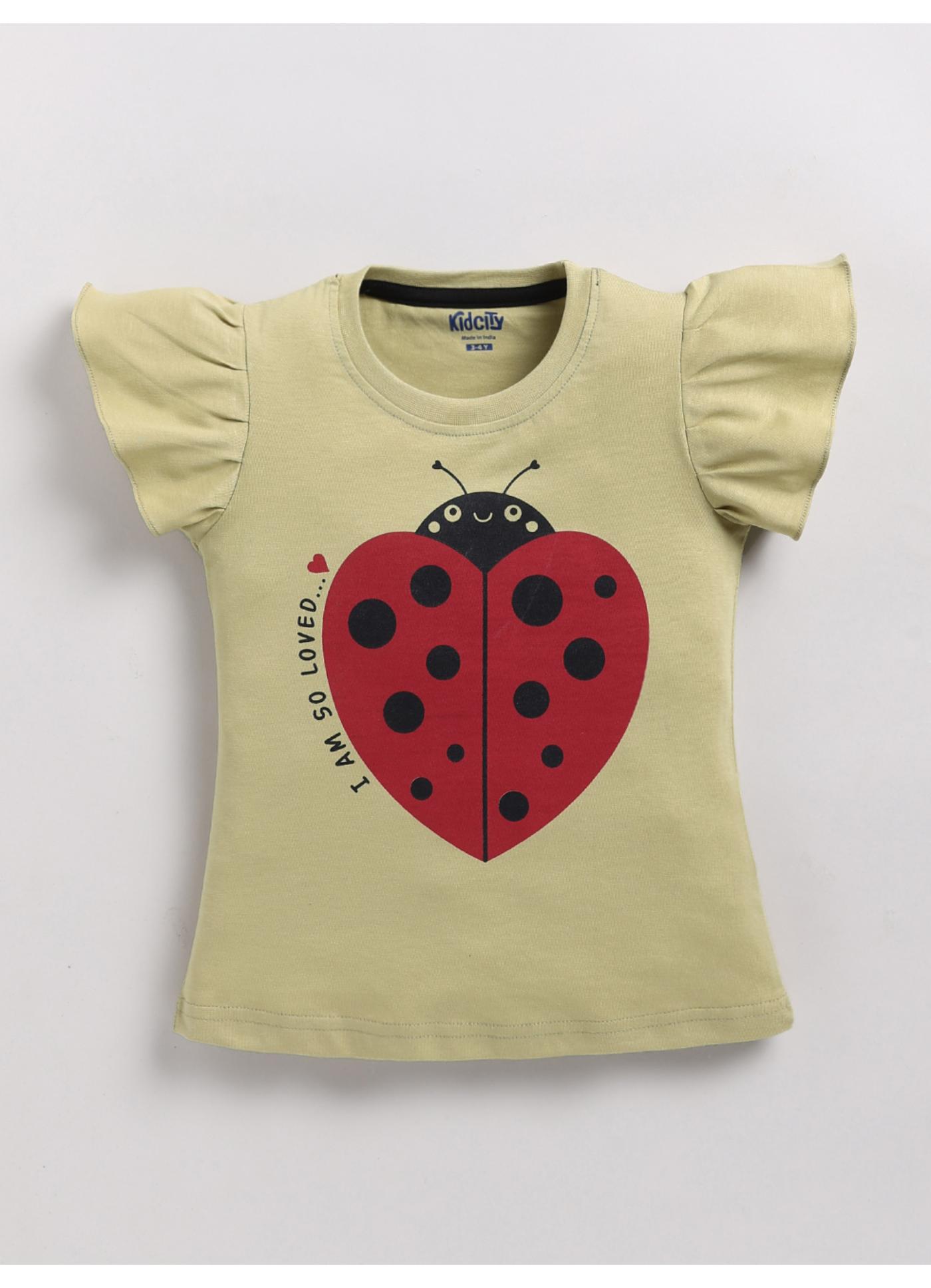 I Am So Loved Ladybug Flutter Sleeve T-Shirt