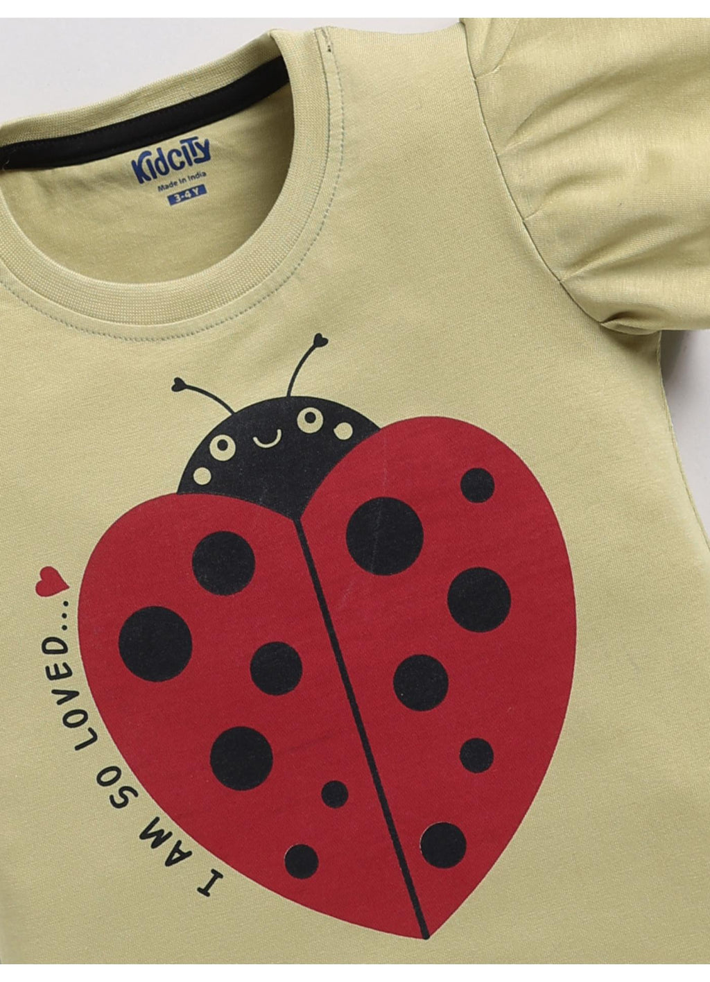 I Am So Loved Ladybug Flutter Sleeve Top