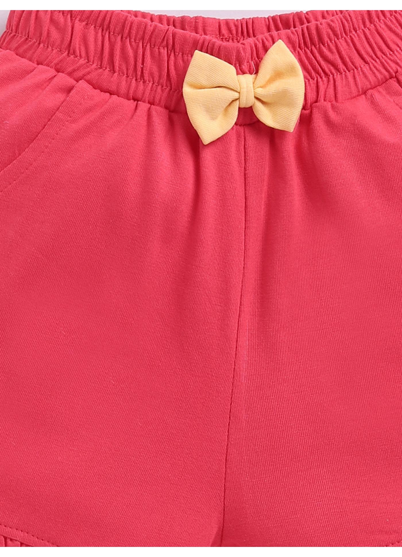 Pink Ruffle Shorts with Ladybug Print
