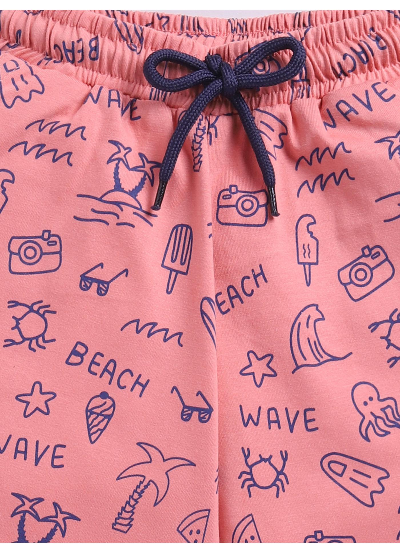 Beach Print Cotton Shorts
