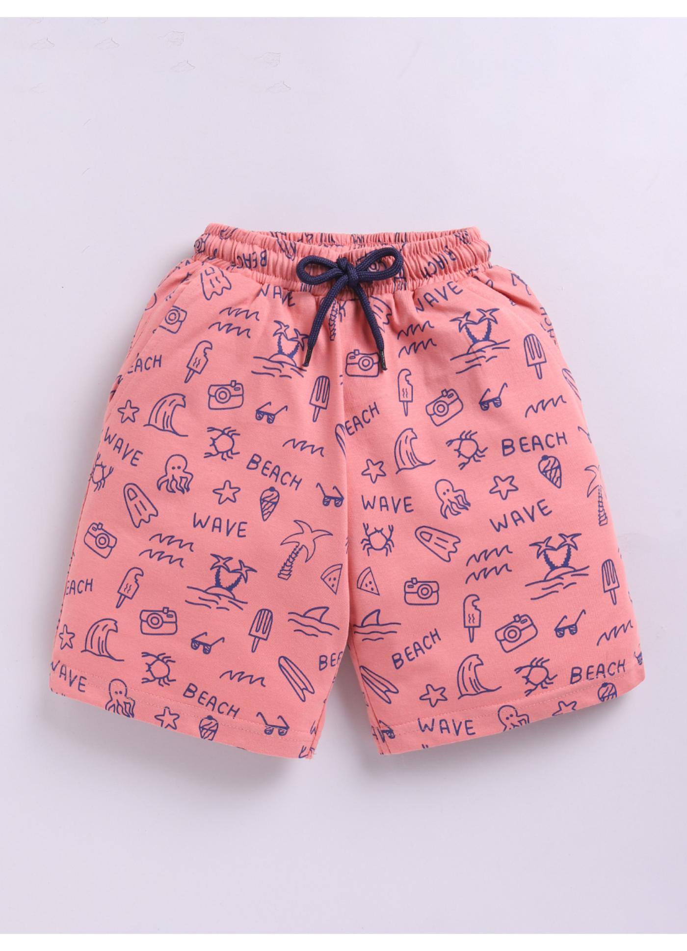 Beach Print Cotton Shorts
