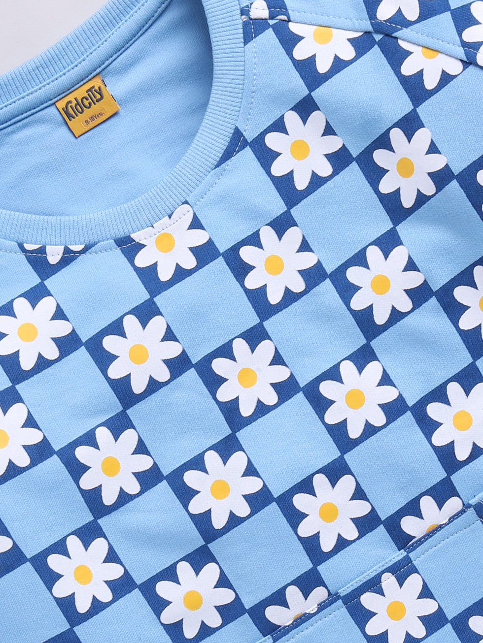 Kidcity Cotton All Over Print Sweatshirts -Light Blue