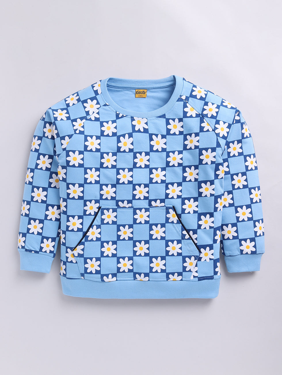Kidcity Cotton All Over Print Sweatshirts -Light Blue