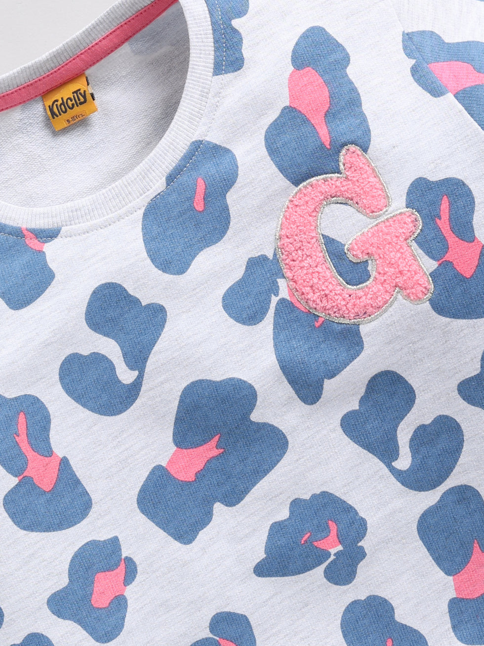 White & Blue Abstract Printed Sweatshirts