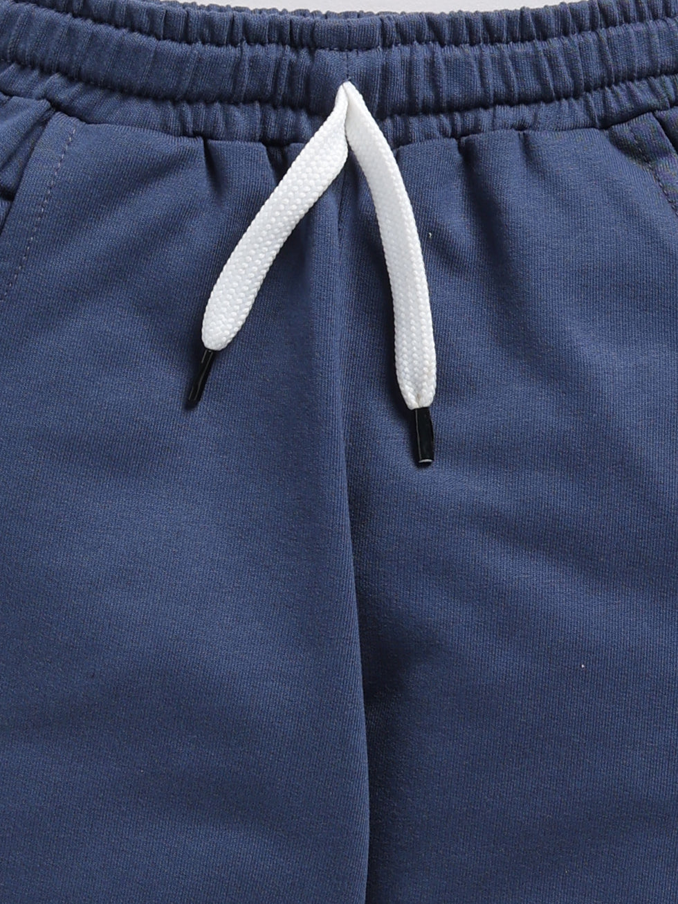 Navy Solid Printed Joggers