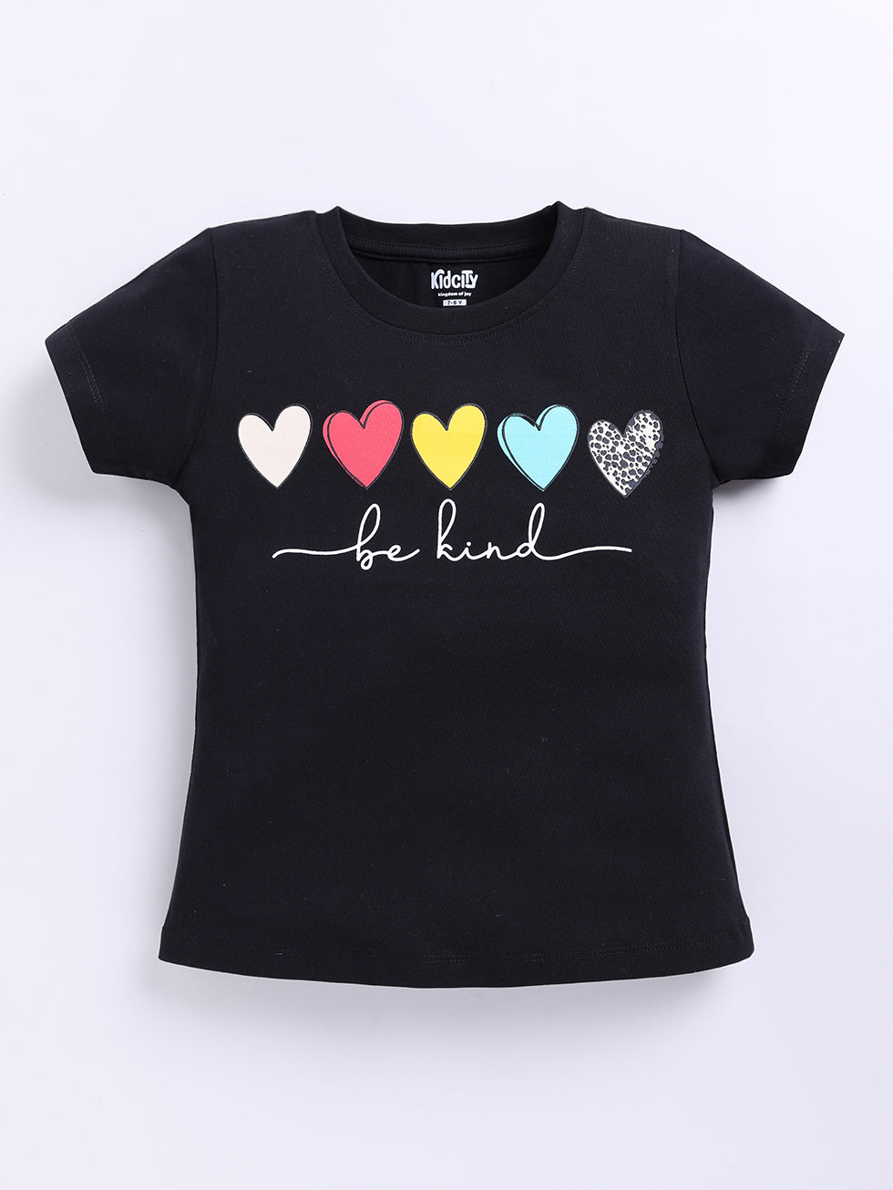 Be Kind Text with Heart Printed Tops