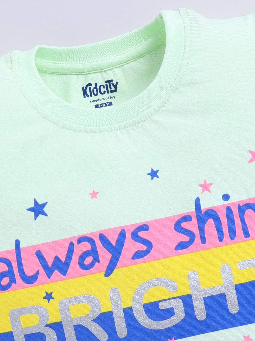 Always Shine Bright Text Star Printed Tops