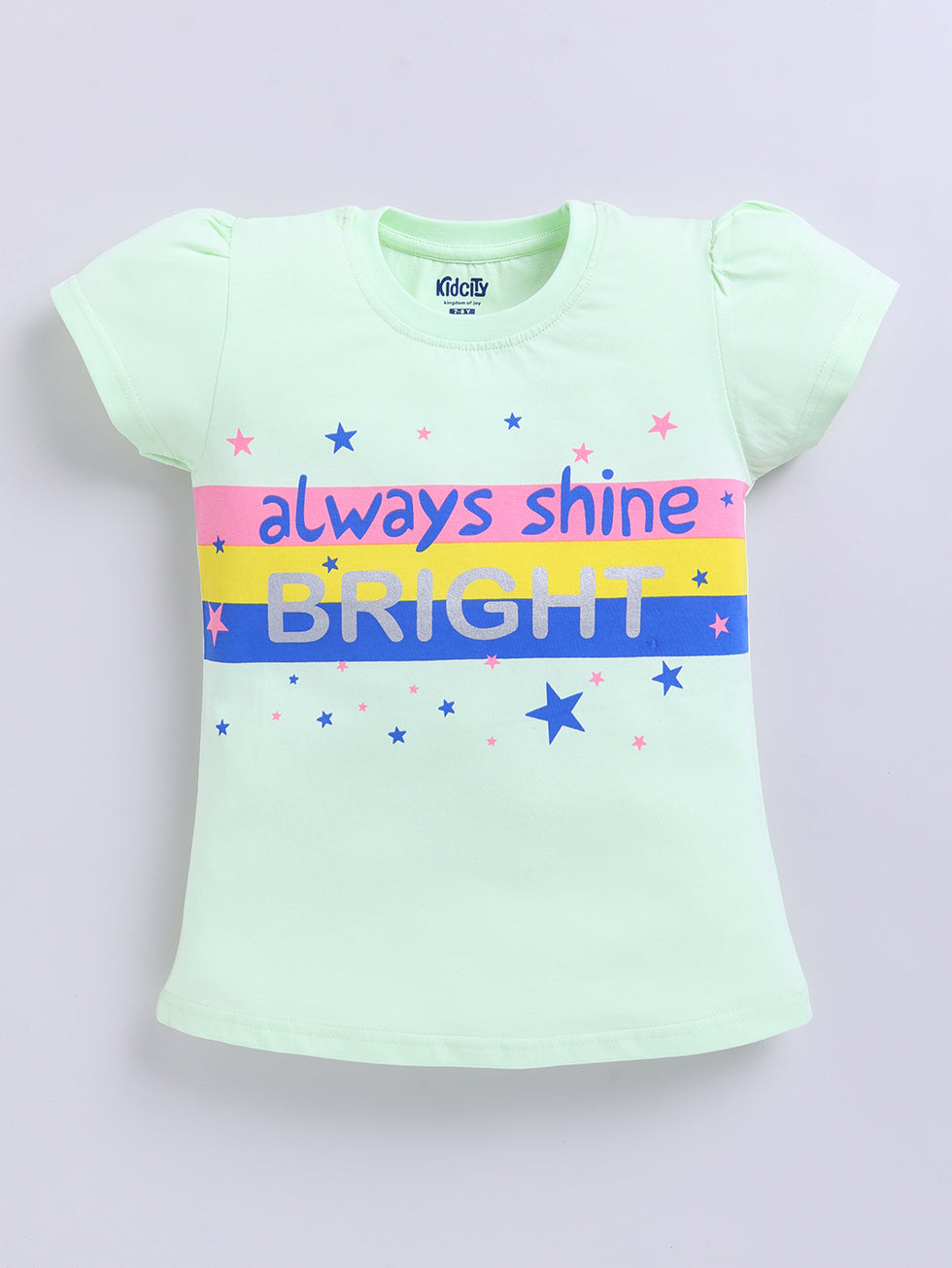 Always Shine Bright Text Star Printed Tops