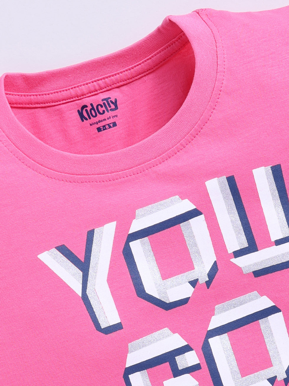 YOU GO GIRL Text Printed Tops