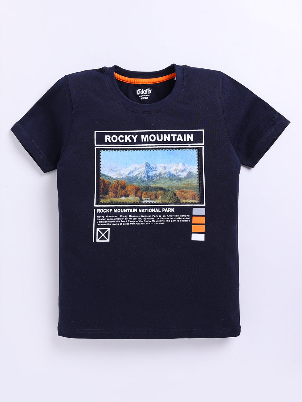 Rocky Mountain Text with National Park graphic Printed T-shirts
