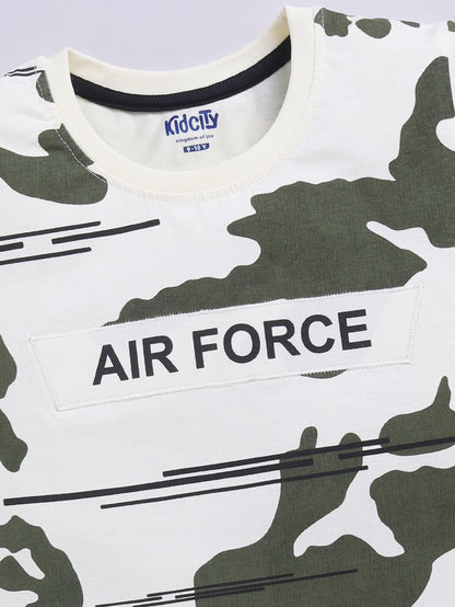 Camouflage & Positive Vibes 2 Pc Printed T-Shirts