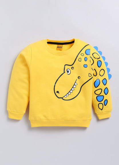 Kidcity Cotton Placement Print Sweatshirts -Gold