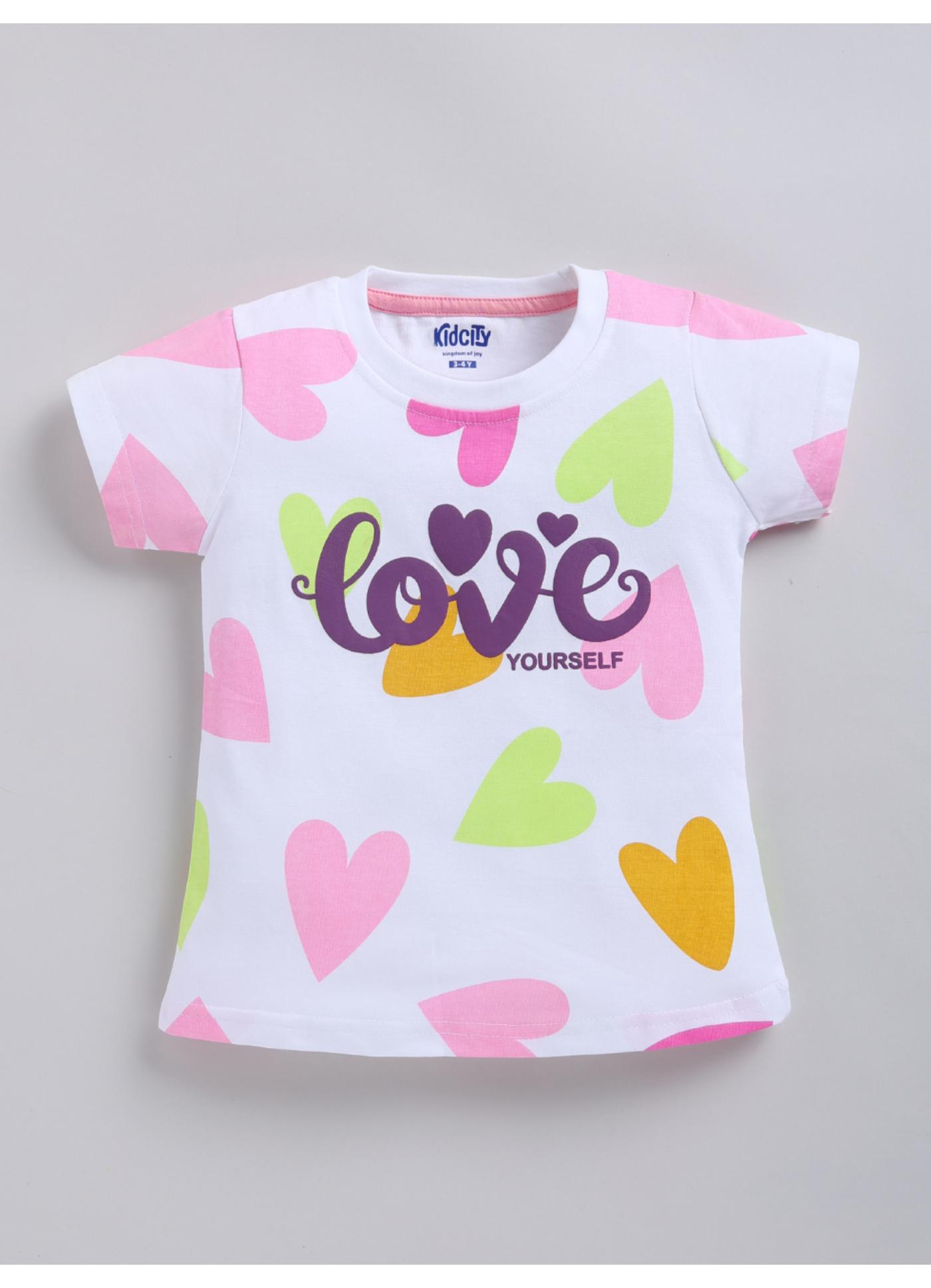 Love Yourself' Heart Print Tops
