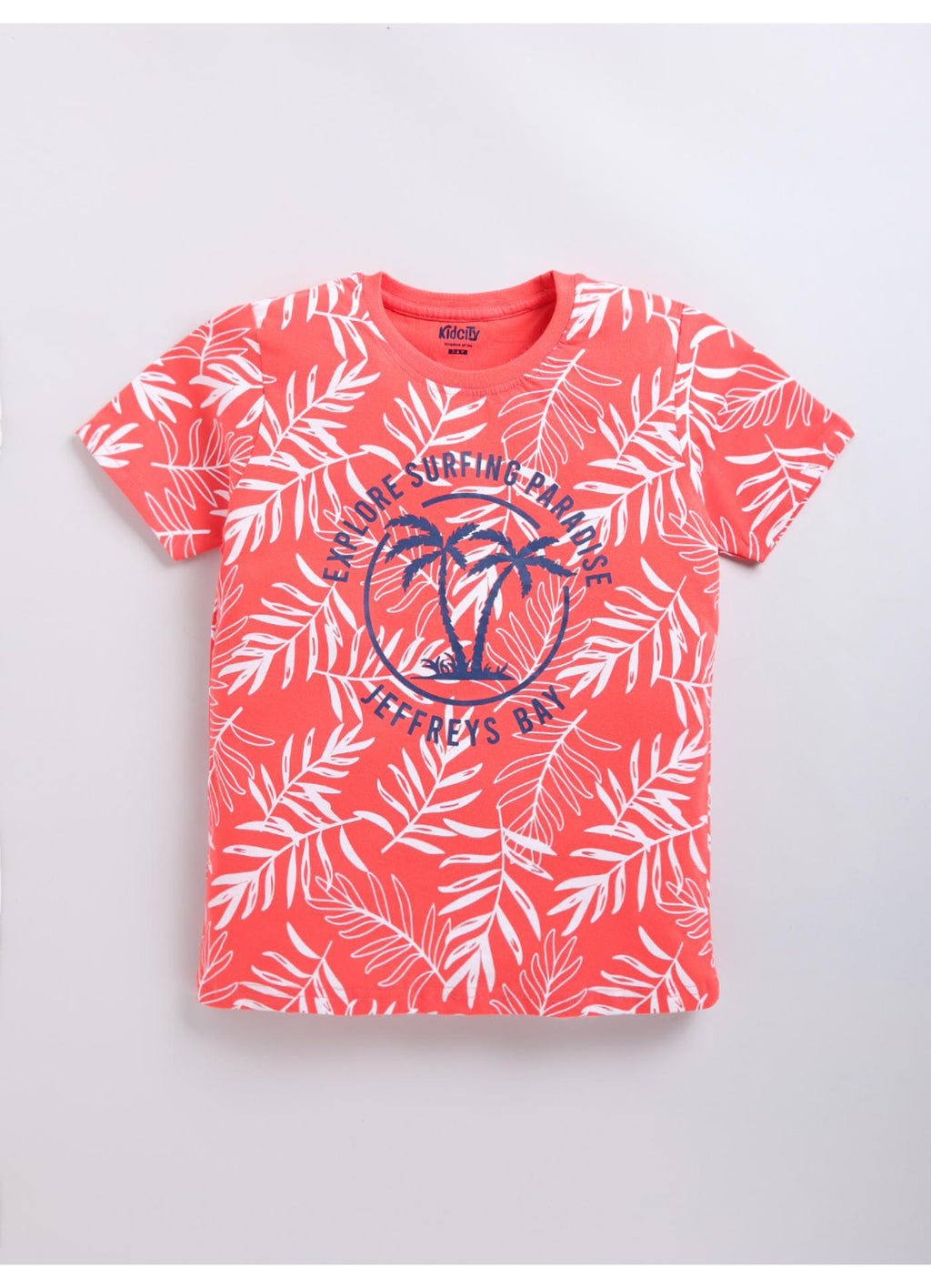 Surfing Paradise' Tropical Print T-Shirt