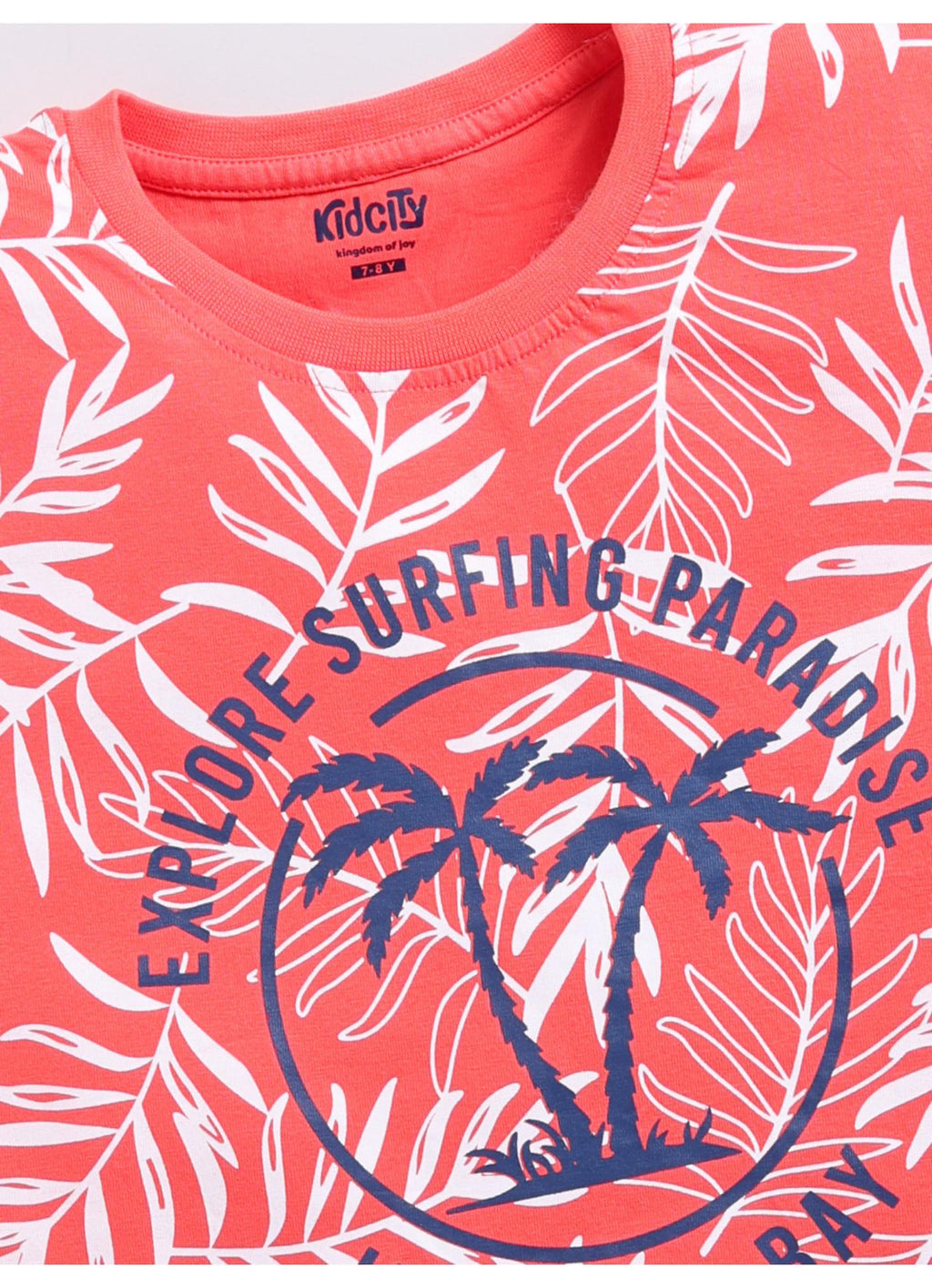 Surfing Paradise' Tropical Print T-Shirt