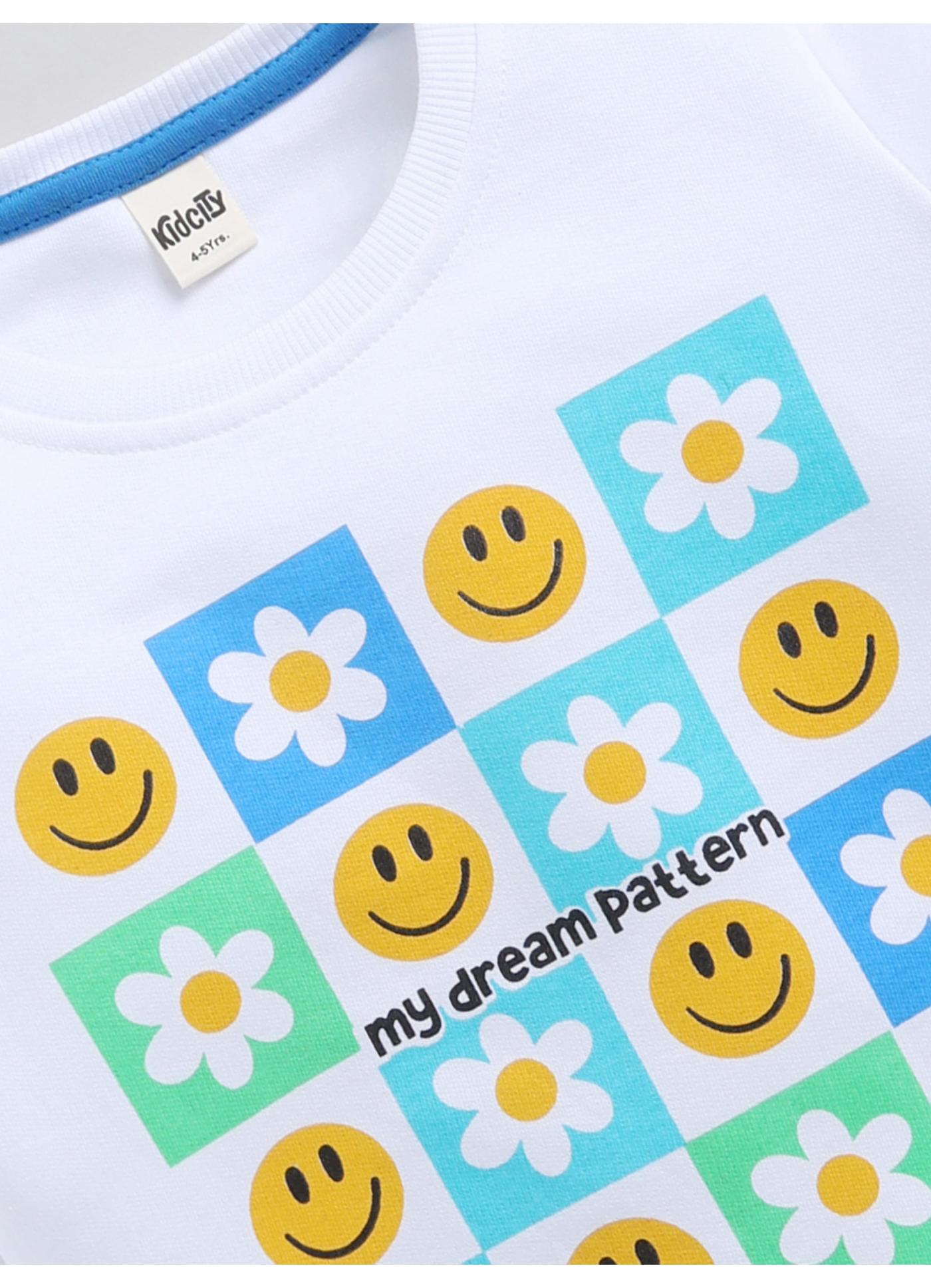 “My Dream Pattern” Smiley & Daisy Sweatshirt
