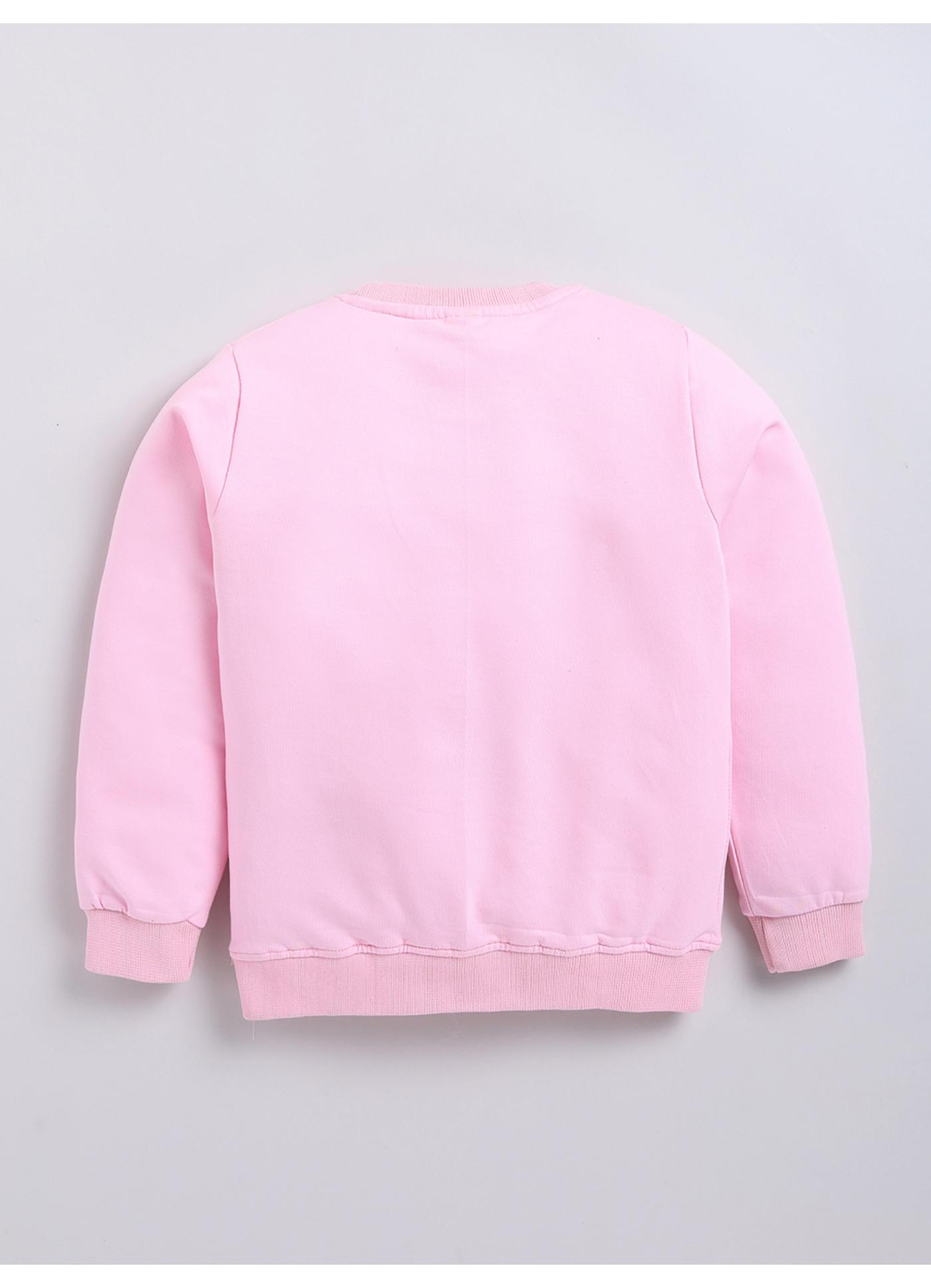 Pink Heart & Flower Appliqué Fleece Sweatshirt