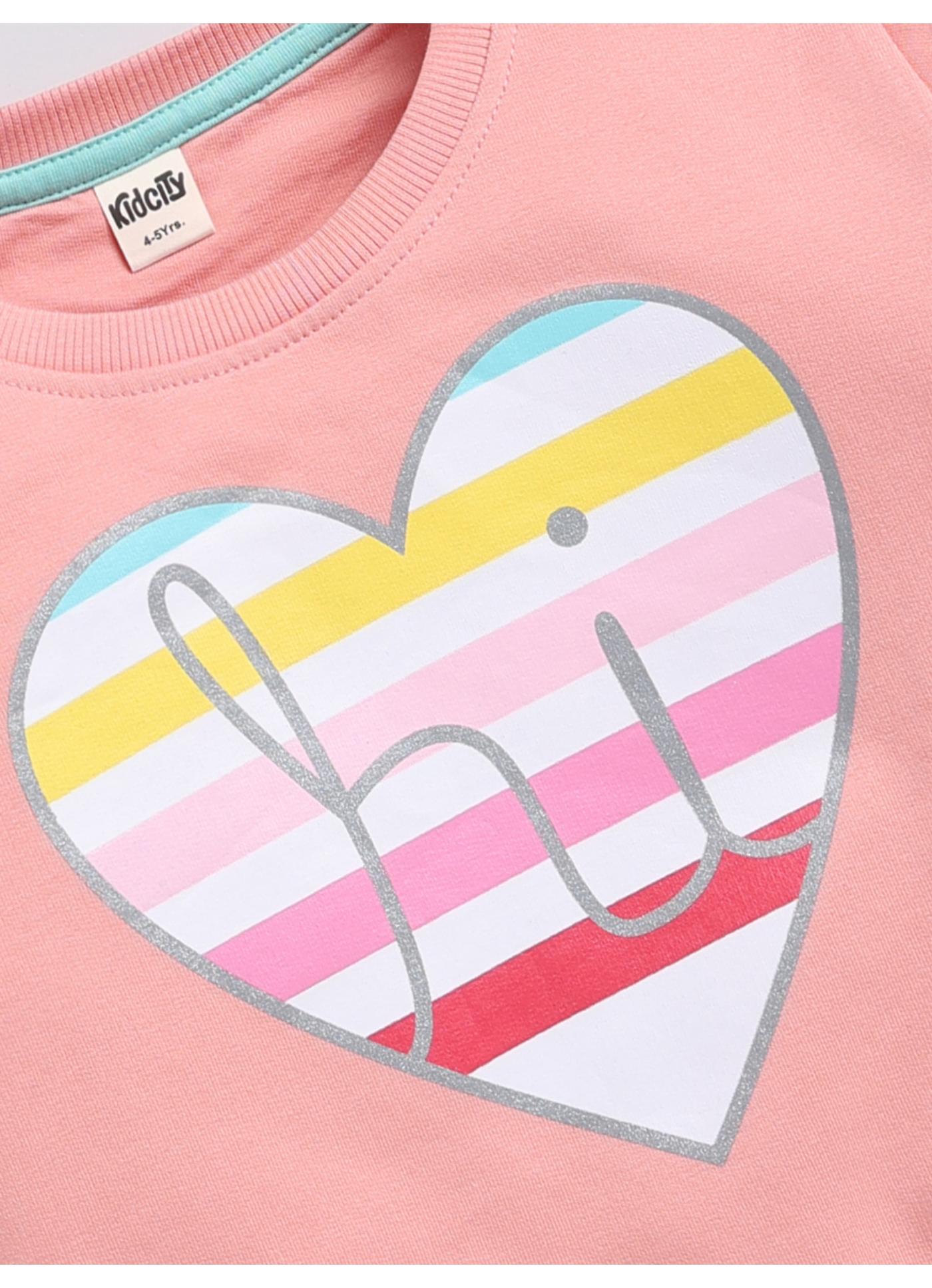 cute “Hi” Heart Print Sweatshirt