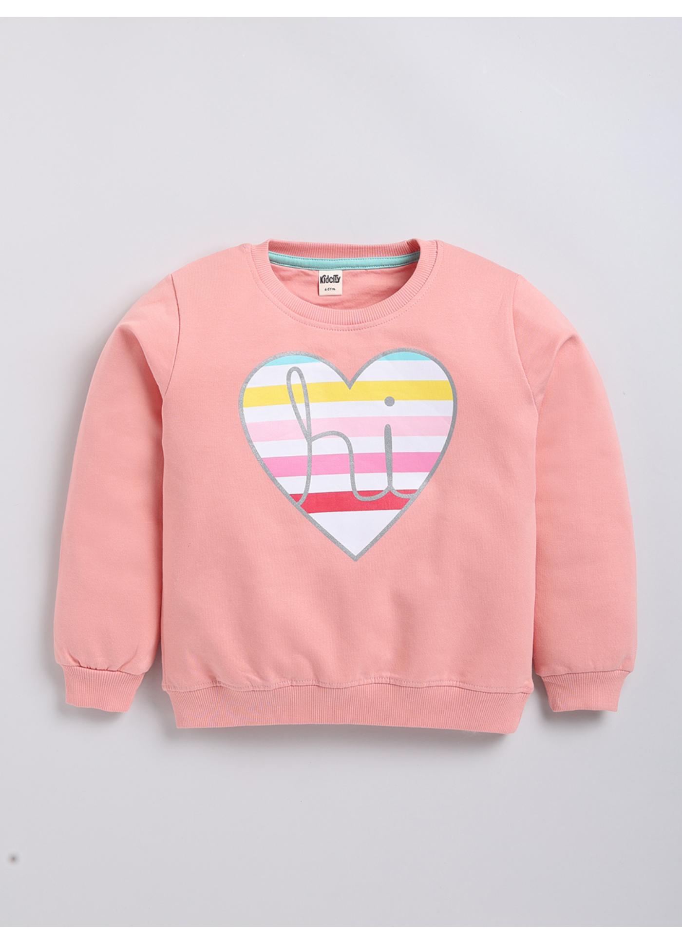 cute “Hi” Heart Print Sweatshirt