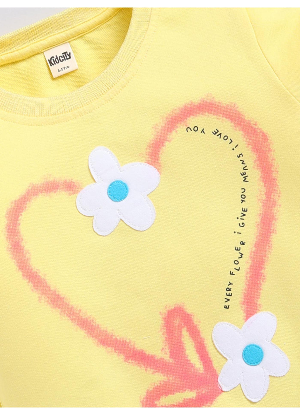 Yellow Heart & Flower Print Sweatshirt