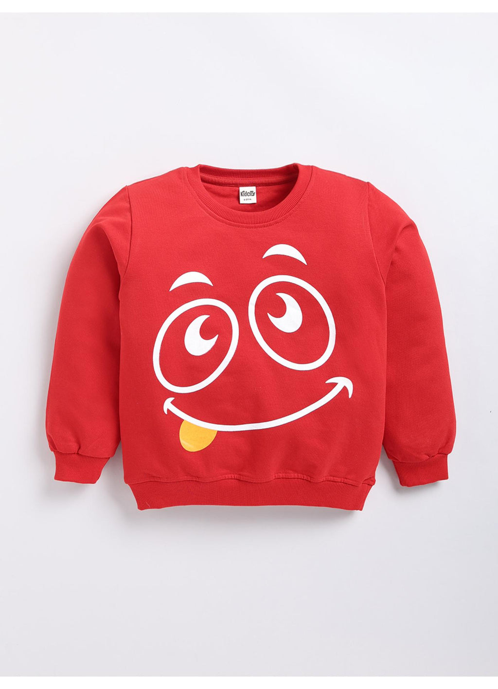 Red Cartoon Face Graphic Printed Sweatshirt