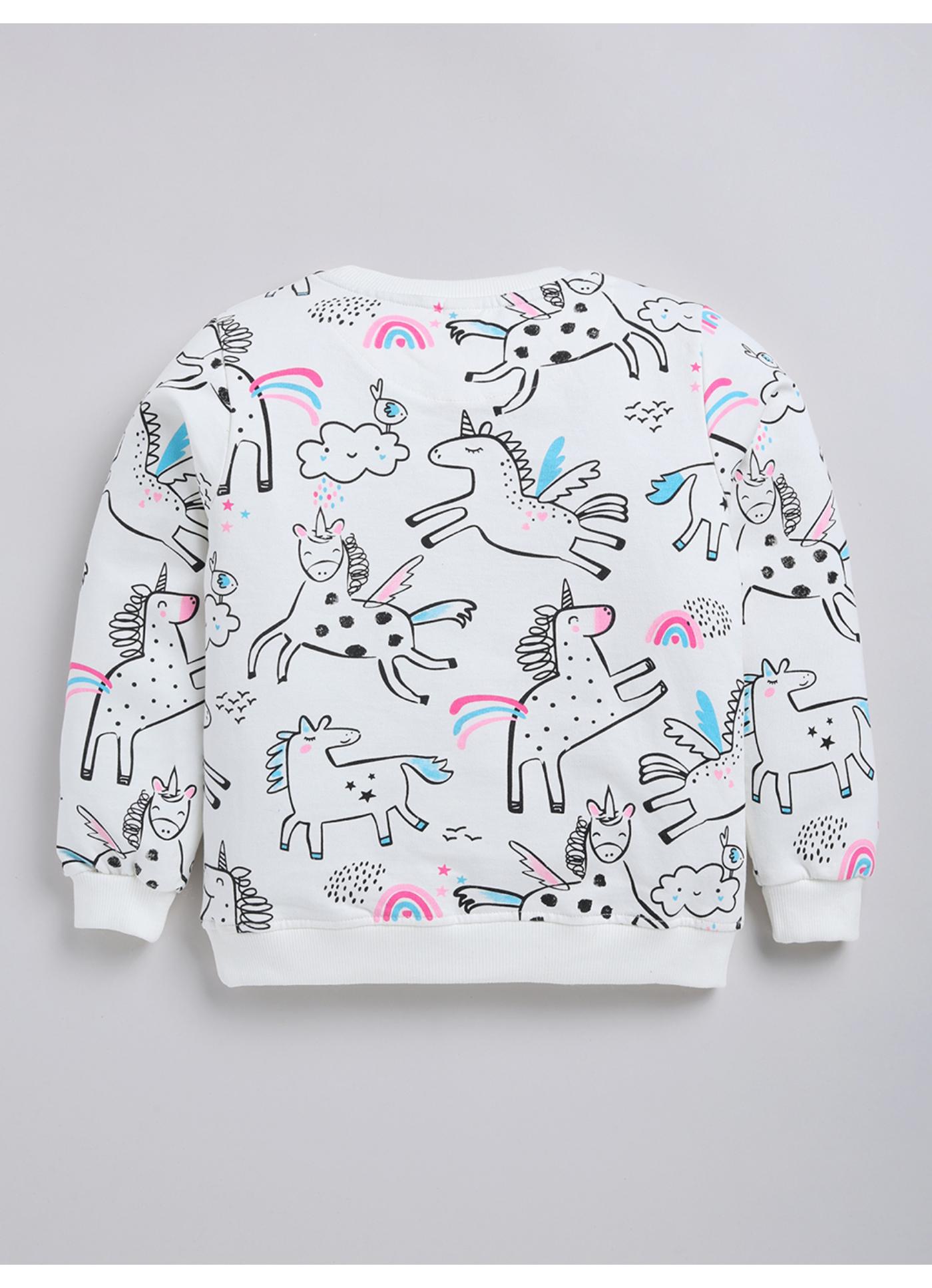 All-Over Unicorn and Pegasus Print Crewneck Sweatshirt