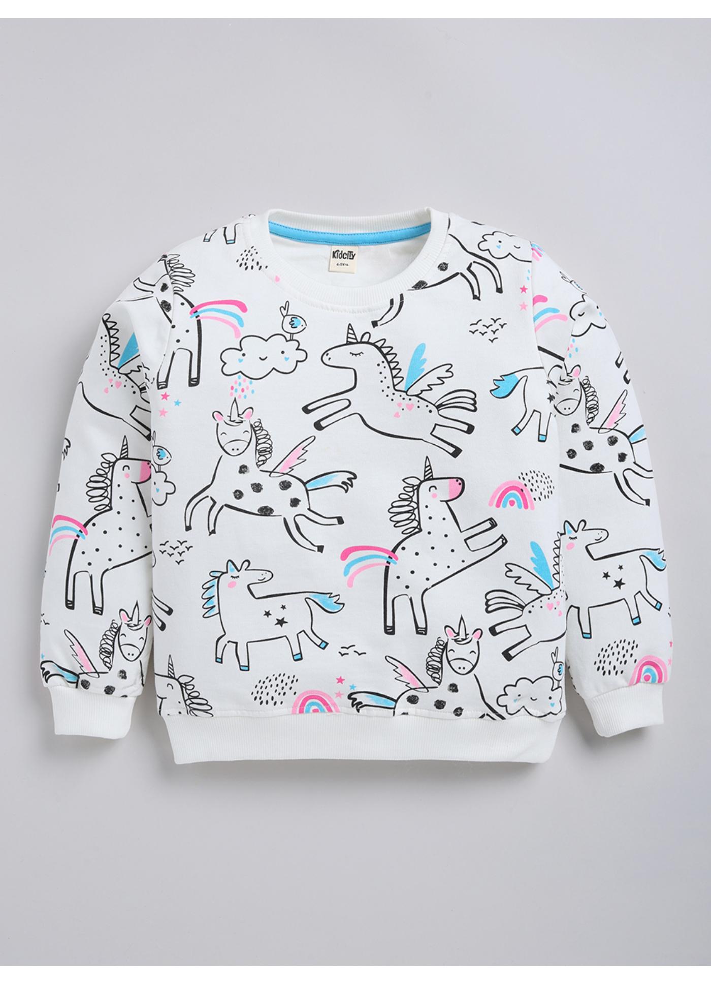 All-Over Unicorn and Pegasus Print Crewneck Sweatshirt