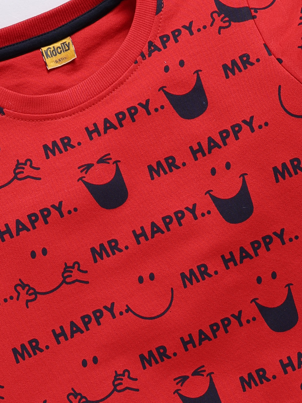 Red Graphics Printed Sweatshirts
