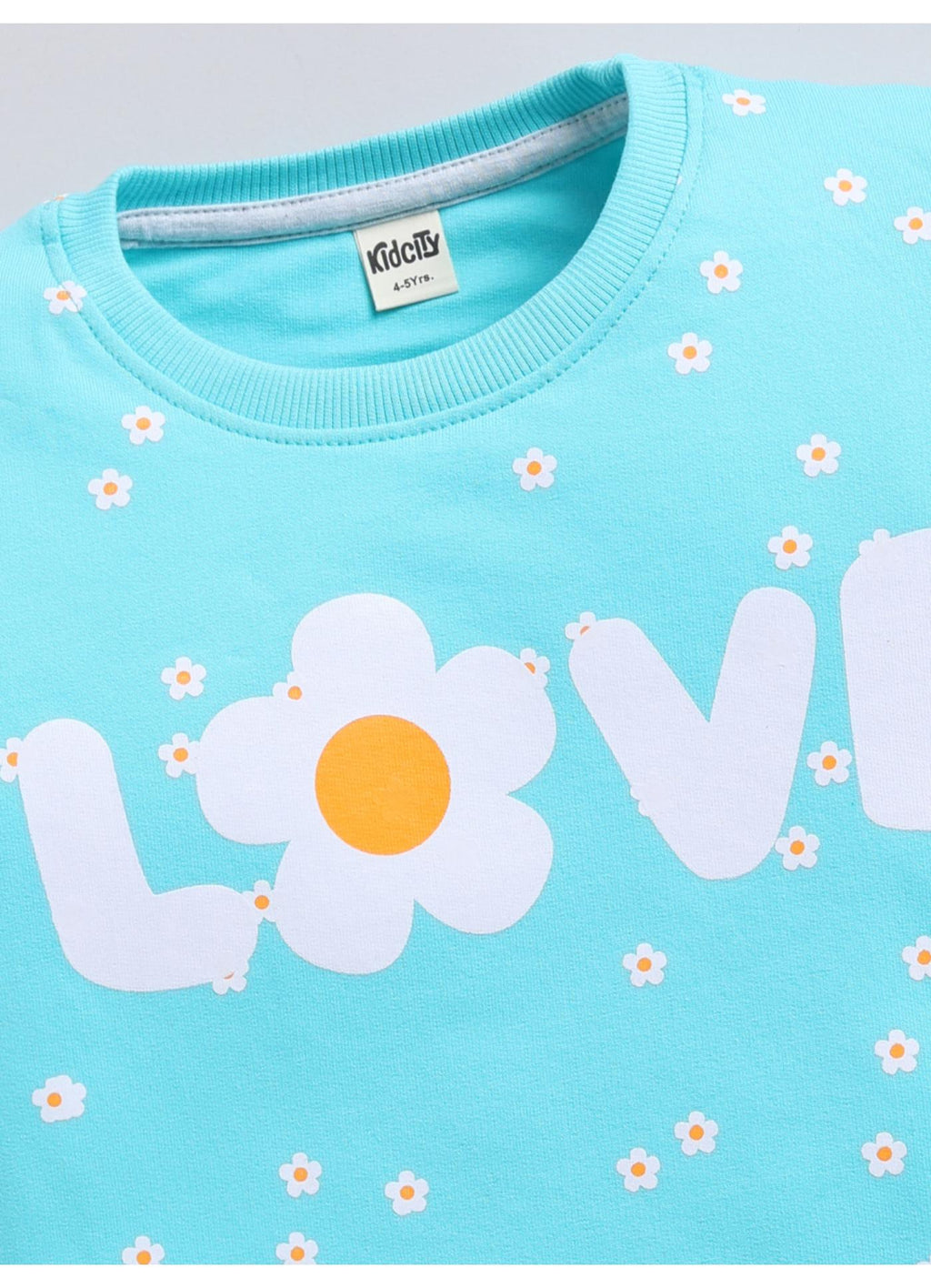 Daisy Print 'LOVE' Graphic Crewneck Sweatshirt