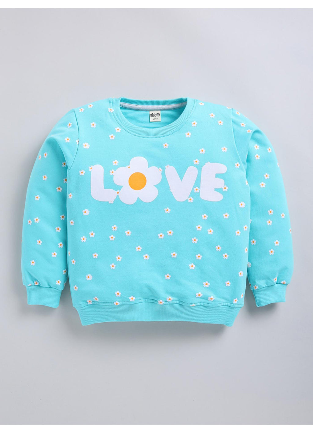 Daisy Print 'LOVE' Graphic Crewneck Sweatshirt